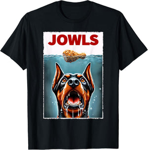 Funny Doberman Pinscher and Fried Chicken Parody Jowls T-Shirt - T-Shirt | Black