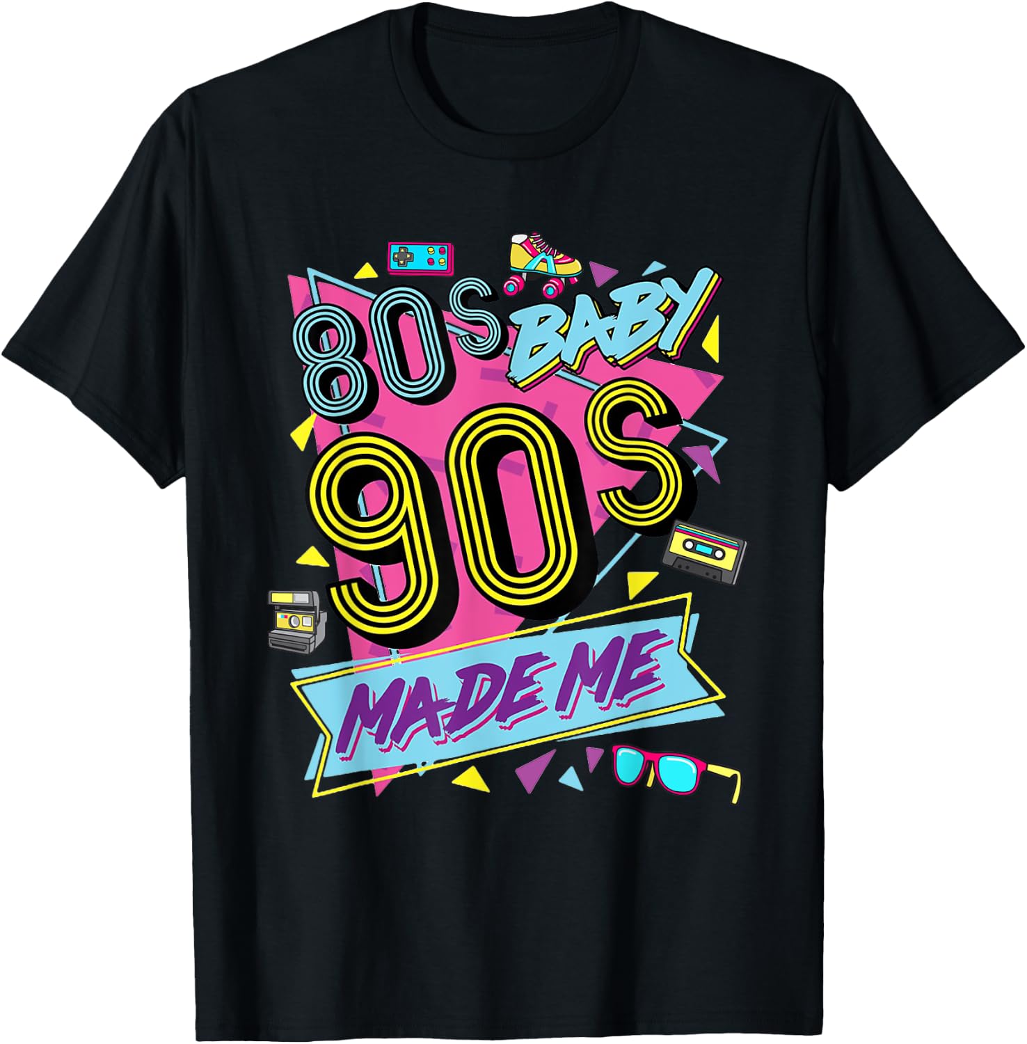 Vintage 1980s 80's Baby 1990s 90's Made Me Retro Nostalgia T-Shirt - T-Shirt | Black