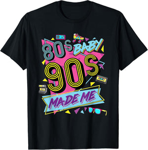 Vintage 1980s 80's Baby 1990s 90's Made Me Retro Nostalgia T-Shirt - T-Shirt | Black