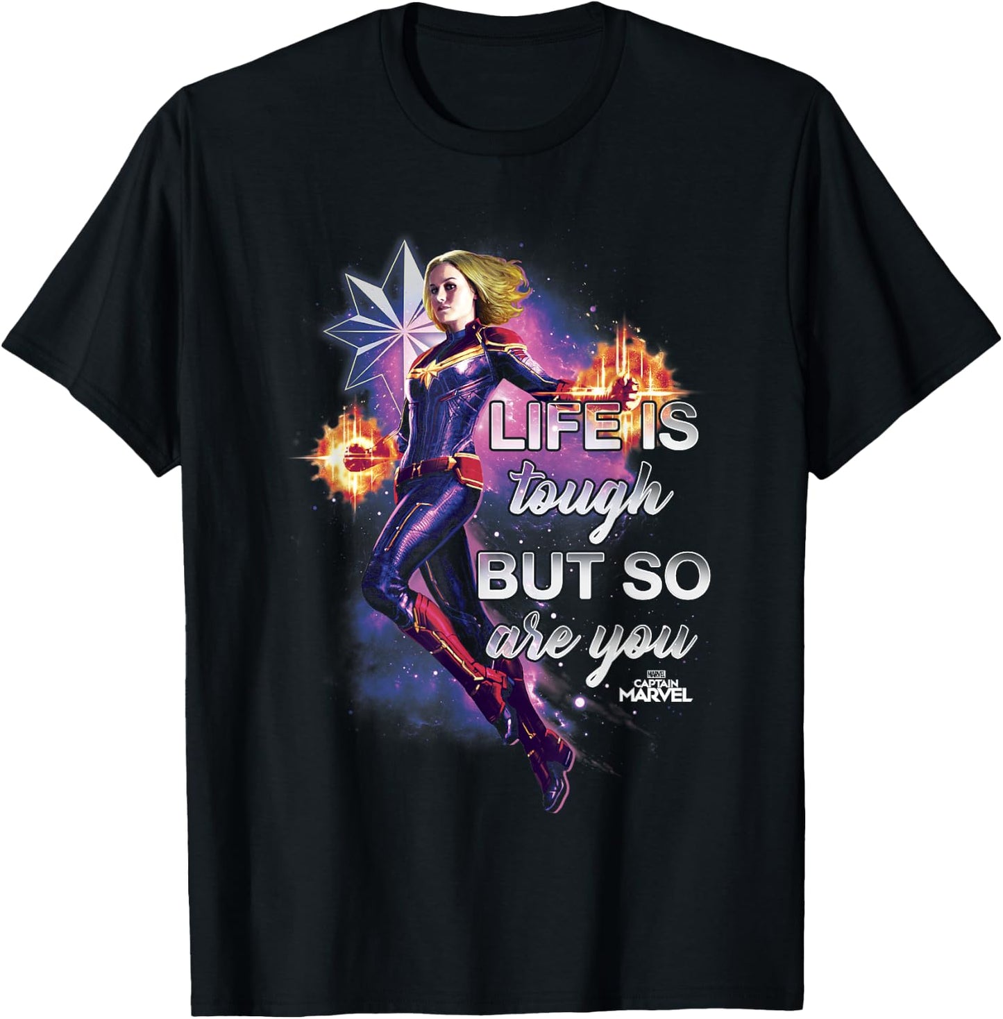 Captain Marvel Inspirational Quote Flight Graphic T-Shirt - T-Shirt | Black