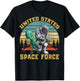 Retro US Space Force Graphic Vintage Sunset Alien Punch Gift T-Shirt - T-Shirt | Black