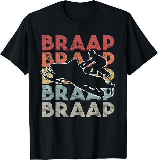 Vintage Braap Snowmobile I Retro Snow Sled Gift T-Shirt - T-Shirt | Black