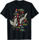 Crane & Cherry Blossom - Vintage Japanese Embroidery T-Shirt - T-Shirt | Black