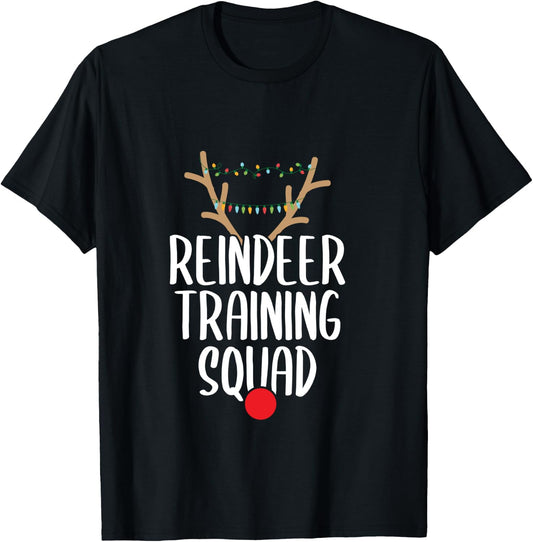 Reindeer Training Squad Christmas Running Family Santa Gift T-Shirt - T-Shirt | Black