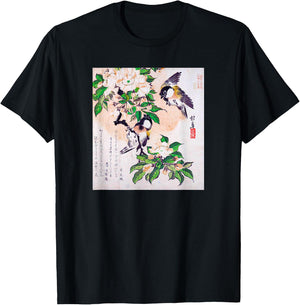 Japanese Art Hiroshige Woodblock Art Classic Print Retro T-Shirt - T-Shirt | Black