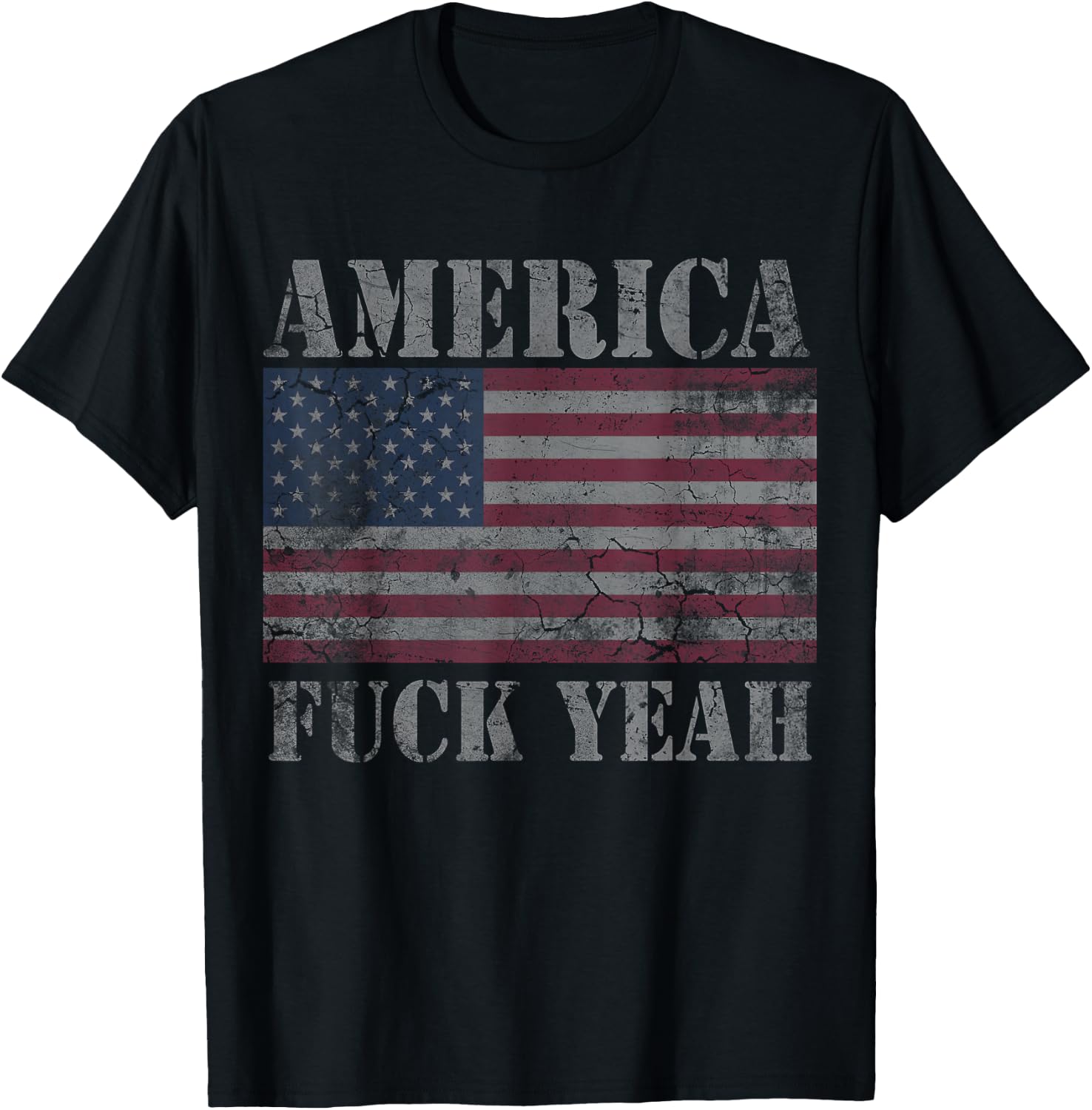 America Fuck Yeah USA Funny Quotes Patriotic T-Shirt - T-Shirt | Black