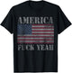 America Fuck Yeah USA Funny Quotes Patriotic T-Shirt - T-Shirt | Black