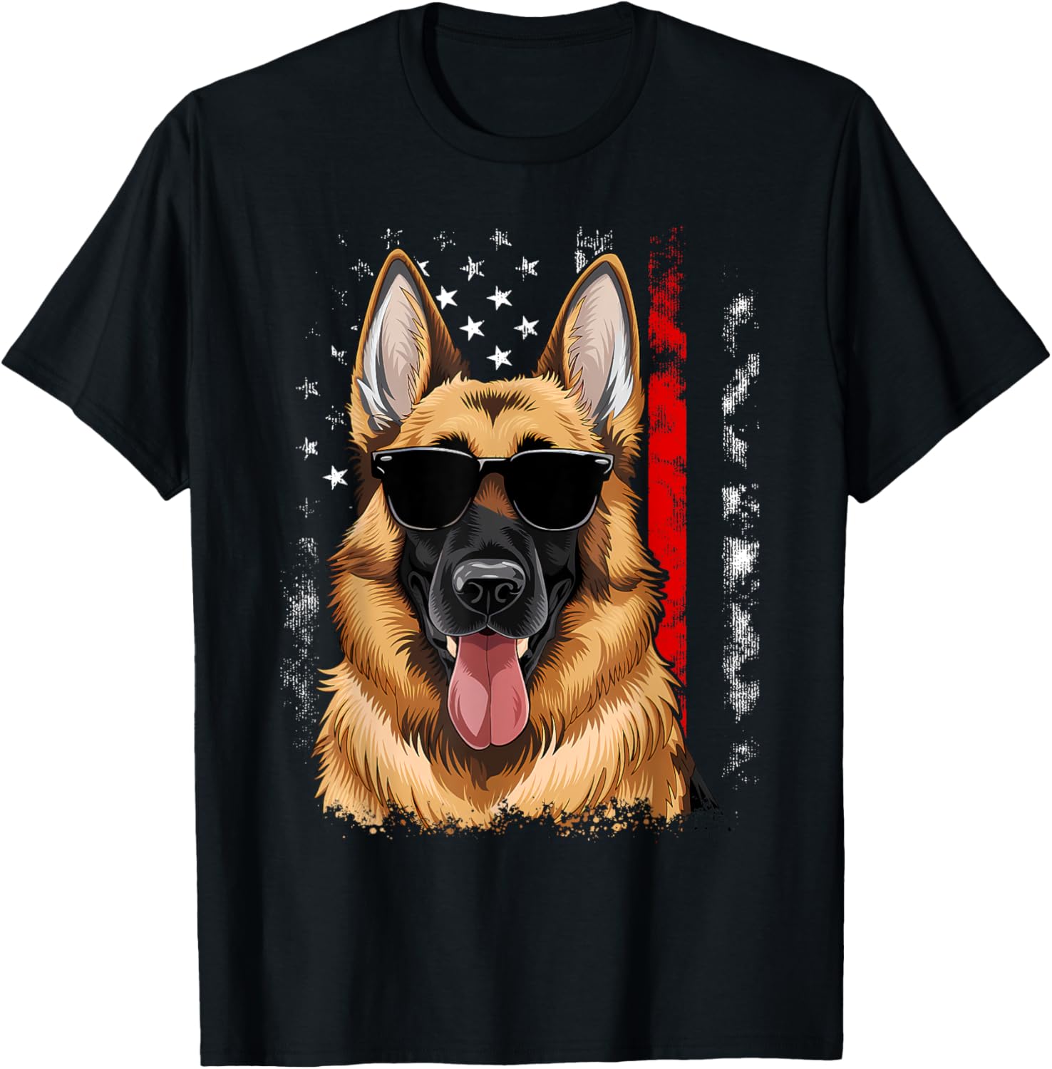 Patriotic German Shepherd K9 Unit Thin Blue Line Police T-Shirt - T-Shirt | Black