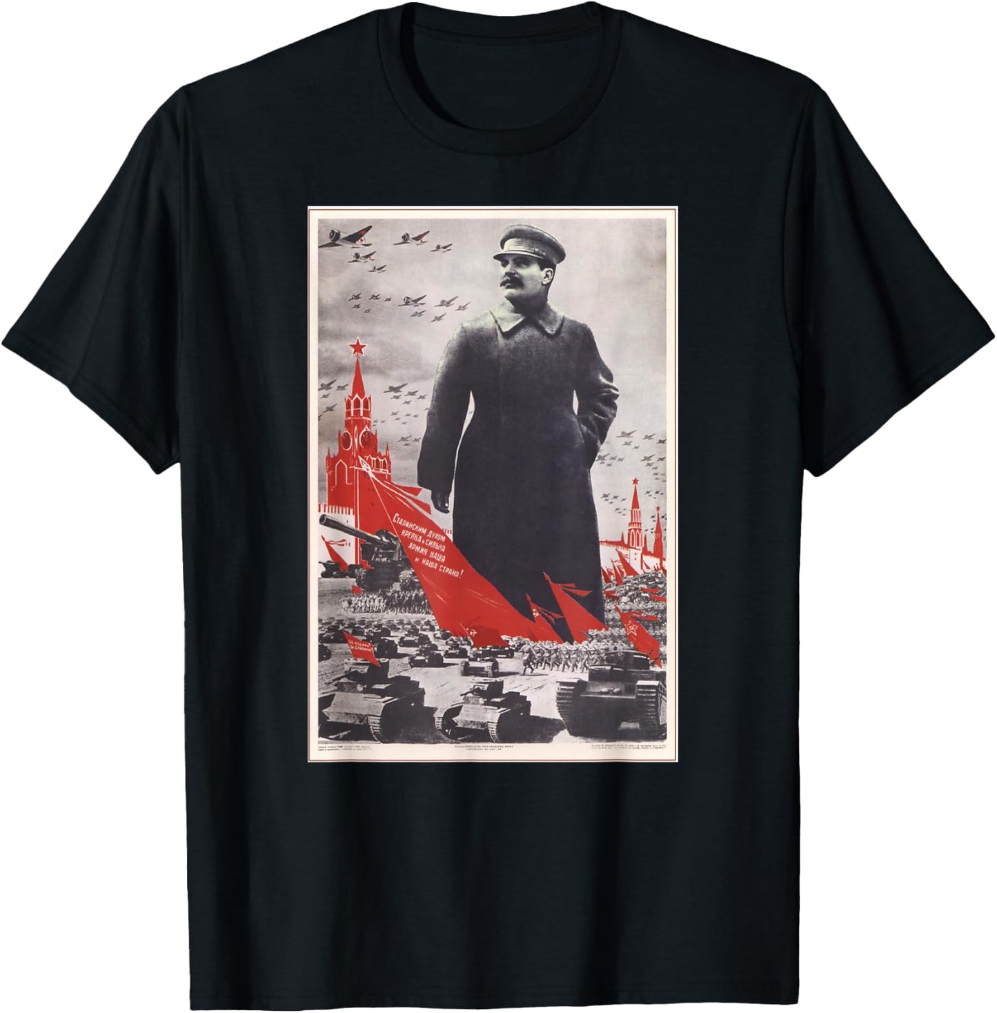 Propaganda Apparel Joseph Stalin Vintage USSR Retro Soviet Poster T-Shirt - T-Shirt | Black
