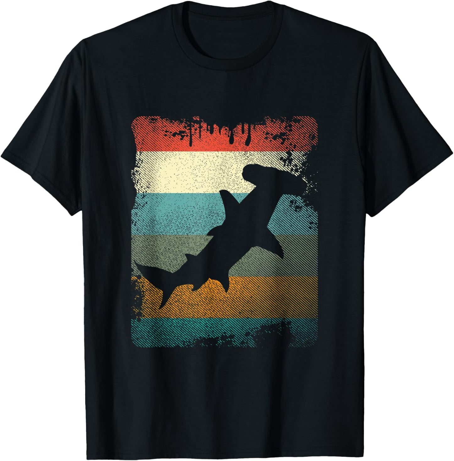 Vintage Hammer Head Shark Retro Shark Lover Gift T-Shirt - T-Shirt | Black