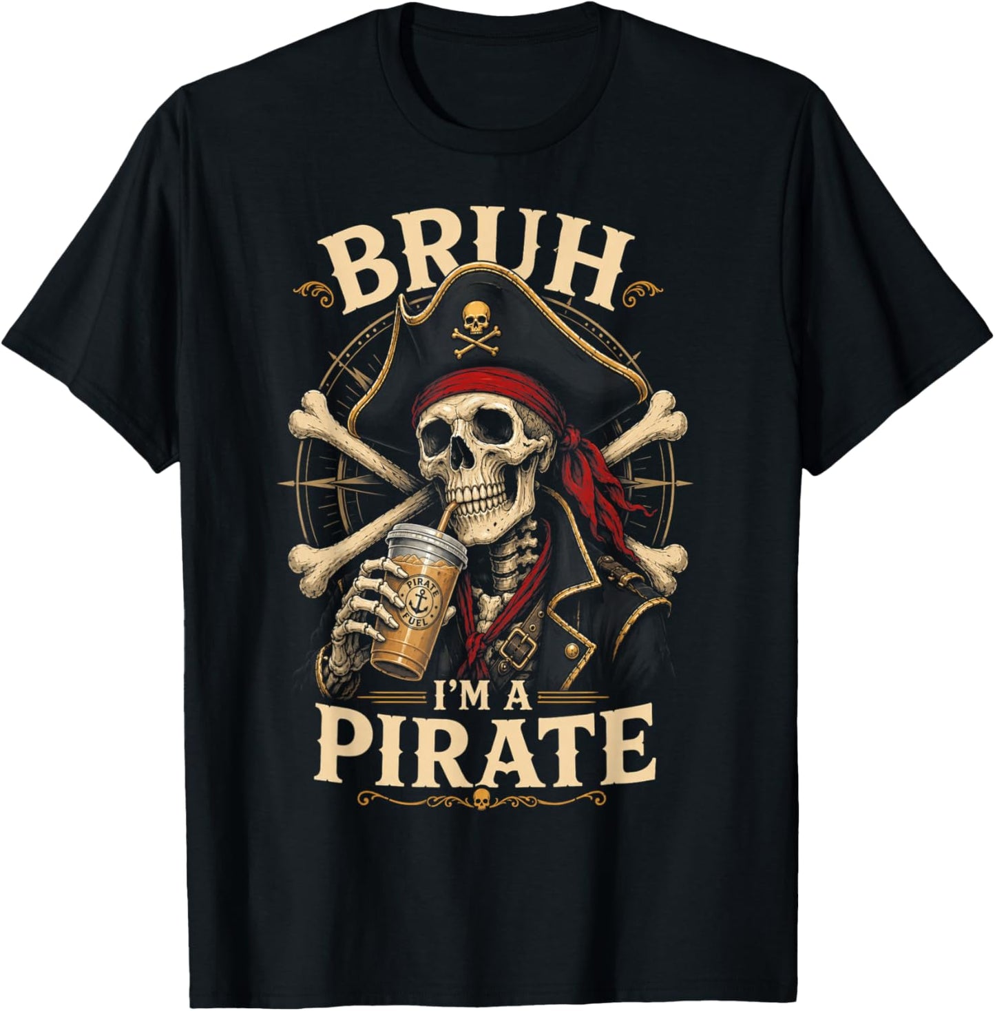 I'm a Pirate Lazy Pirate Skull Costume Halloween T-Shirt - T-Shirt | Black