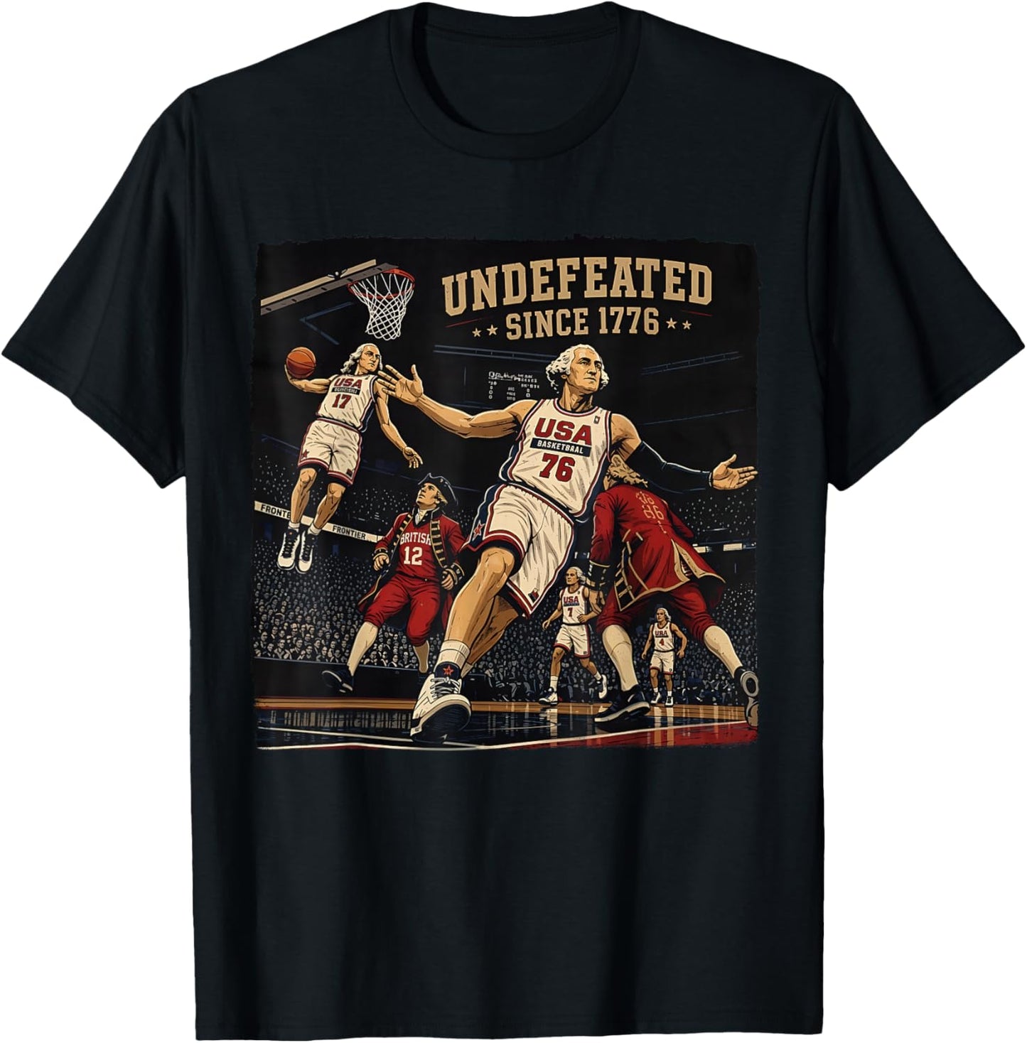 4th of July Basketball Undefeated Since 1776 250 Years T-Shirt - T-Shirt | Black