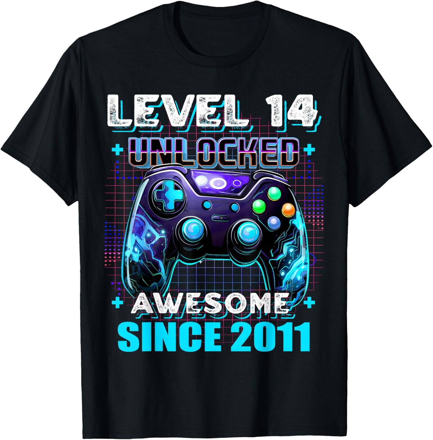 14th Birthday Boy Level 14 Gamer 14 Year Video Game Party T-Shirt - T-Shirt | Black