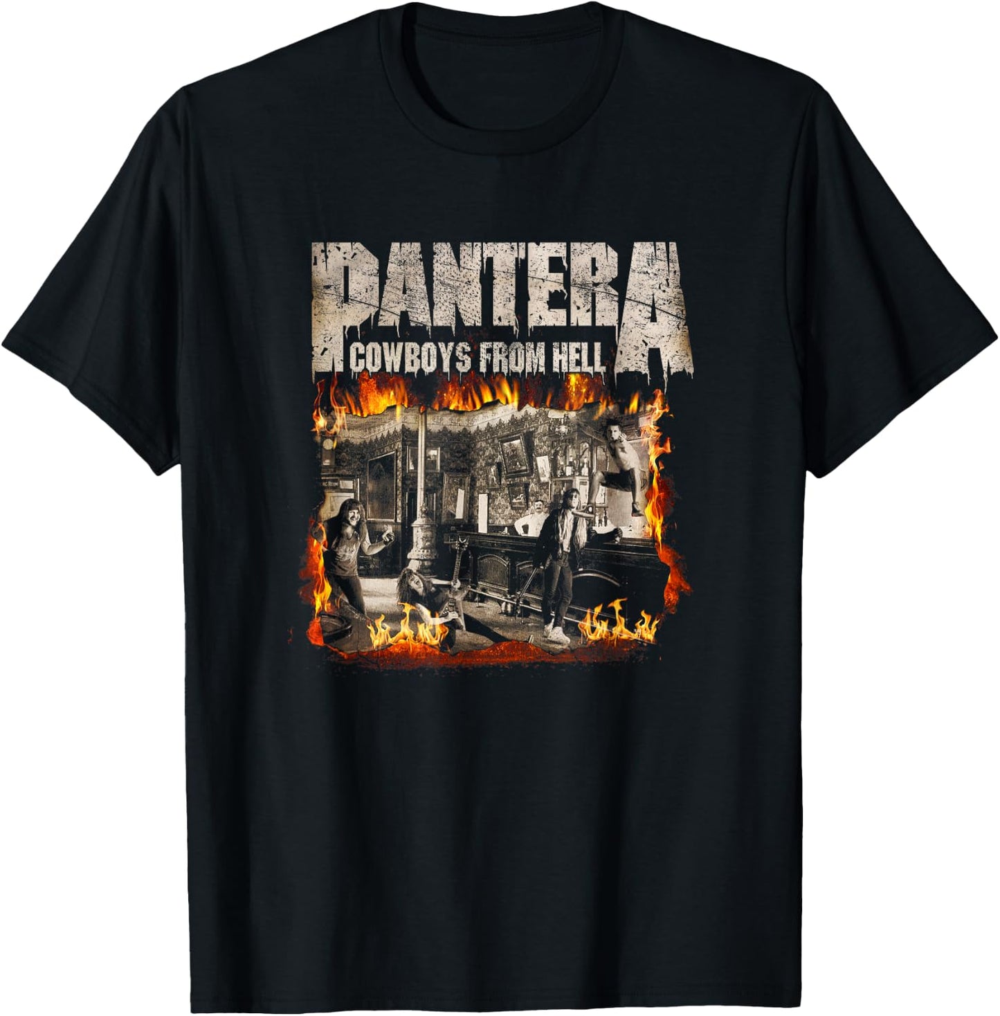 Pantera Official Cowboys From Hell Cover Fire T-Shirt - T-Shirt | Black