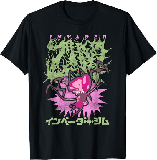 Invader Zim Heavy Metal Kanji Portrait Vintage Cartoon T-Shirt - T-Shirt | Black