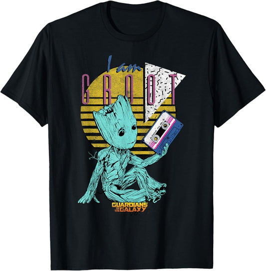 Marvel GOTG Vol. 2 Groot I Am Groot Cassette 90's Portrait T-Shirt - T-Shirt | Black