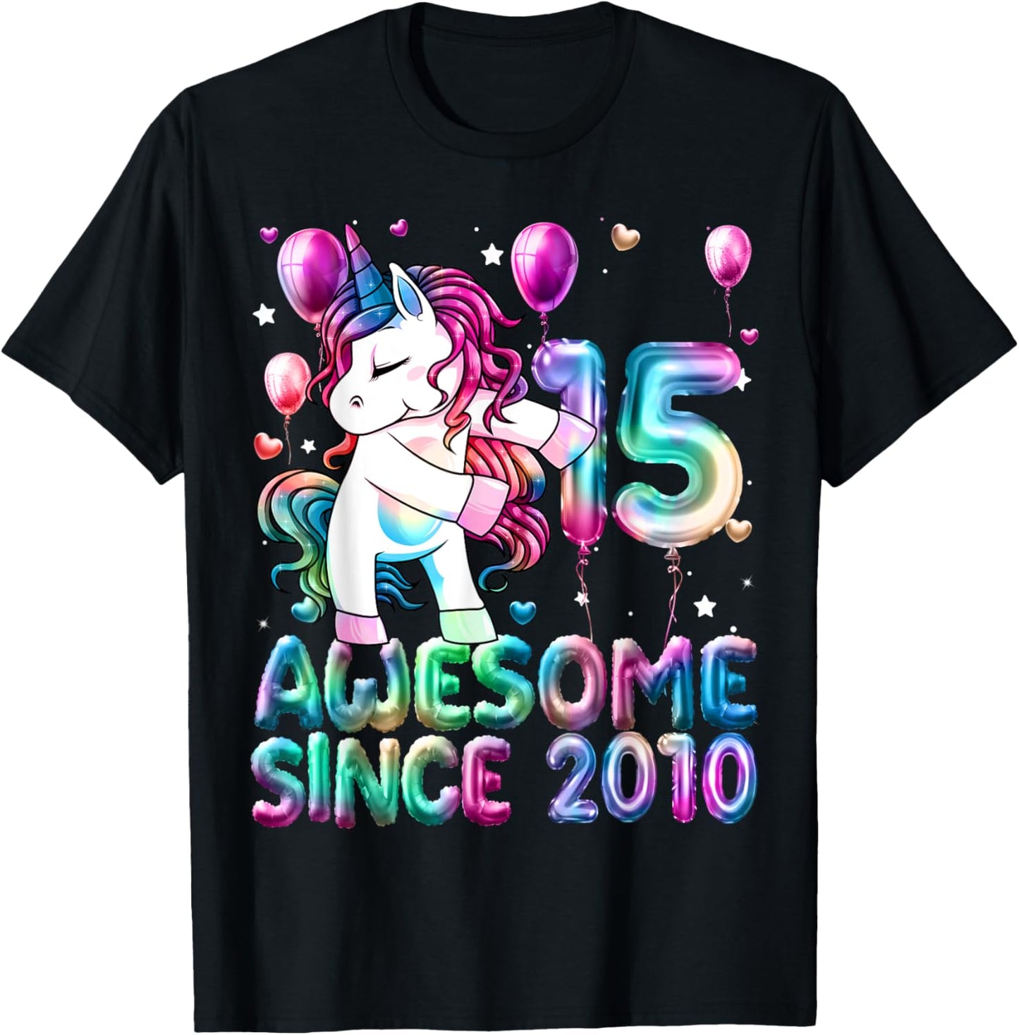 Flossing Unicorn 15 Year Old 15th Birthday Girl Unicorn T-Shirt - T-Shirt | Black