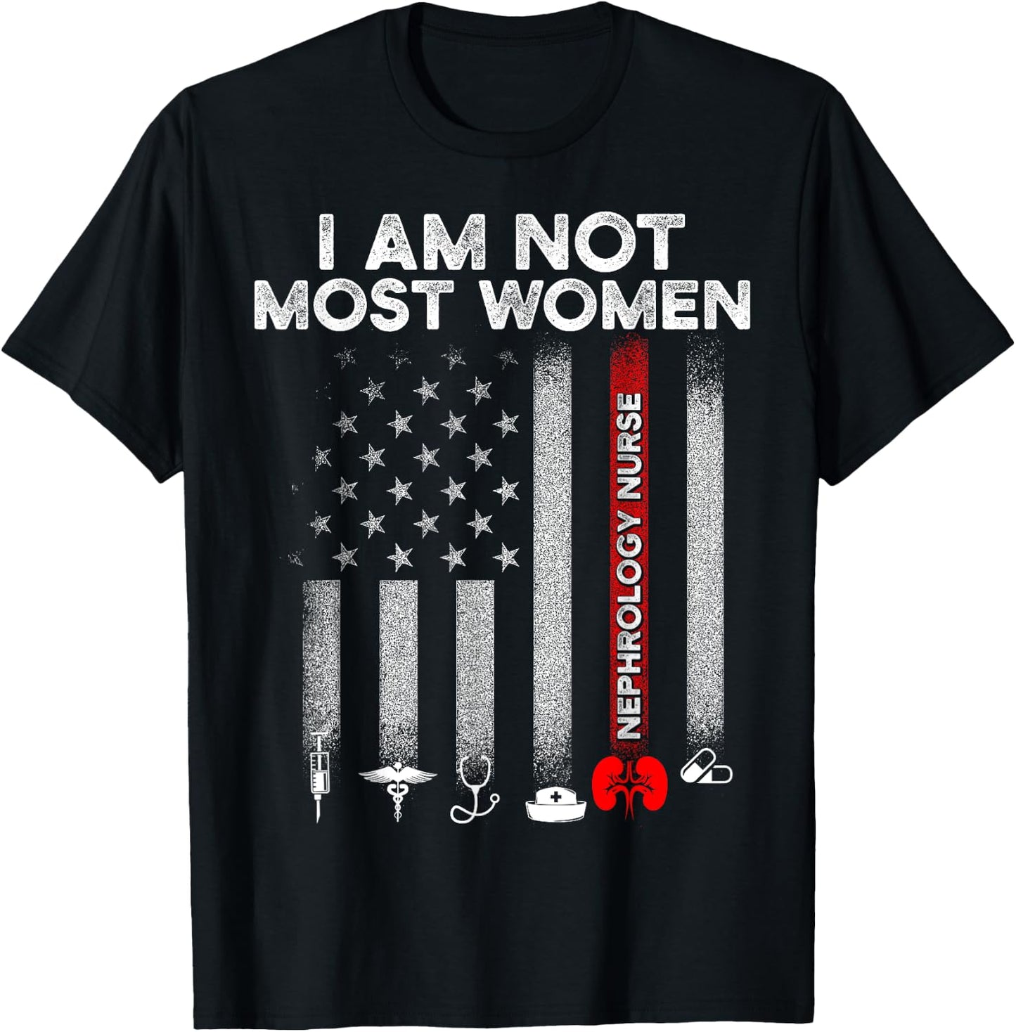Nephrology Nurse Women USA Flag Dialysis Nursing RN T-Shirt - T-Shirt | Black