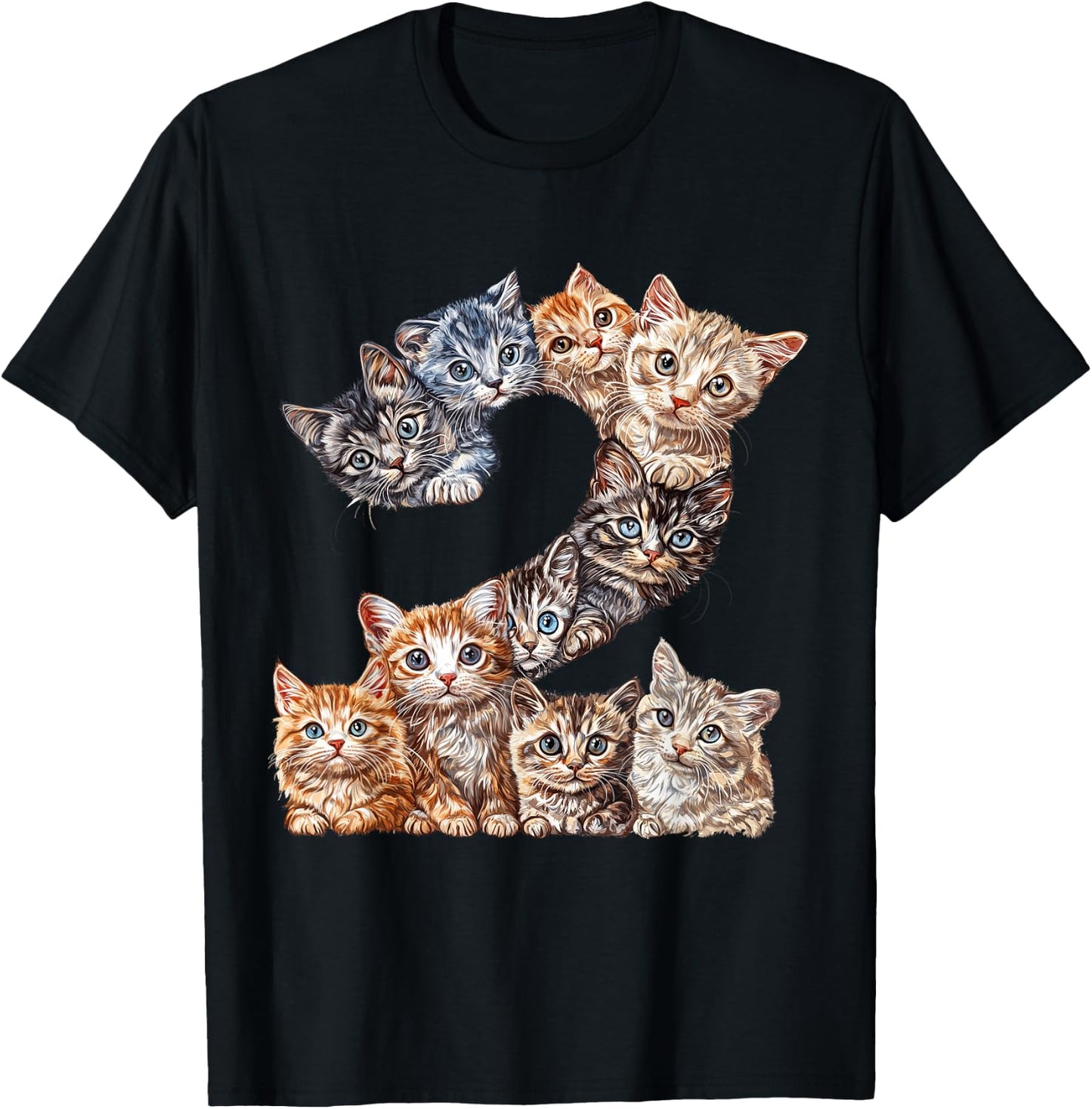Toddler 2nd Birthday Kittens Cats Themed 2 Year Old Kids T-Shirt - T-Shirt | Black