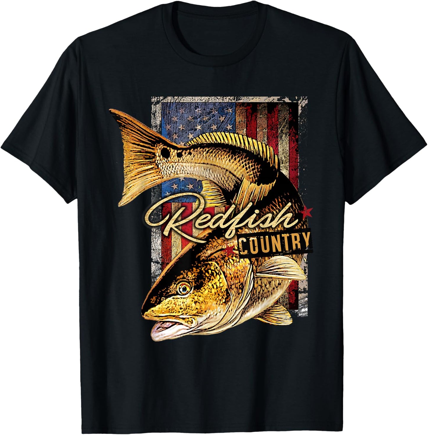 Redfish Country Saltwater Fishing T Shirt T-Shirt - T-Shirt | Black