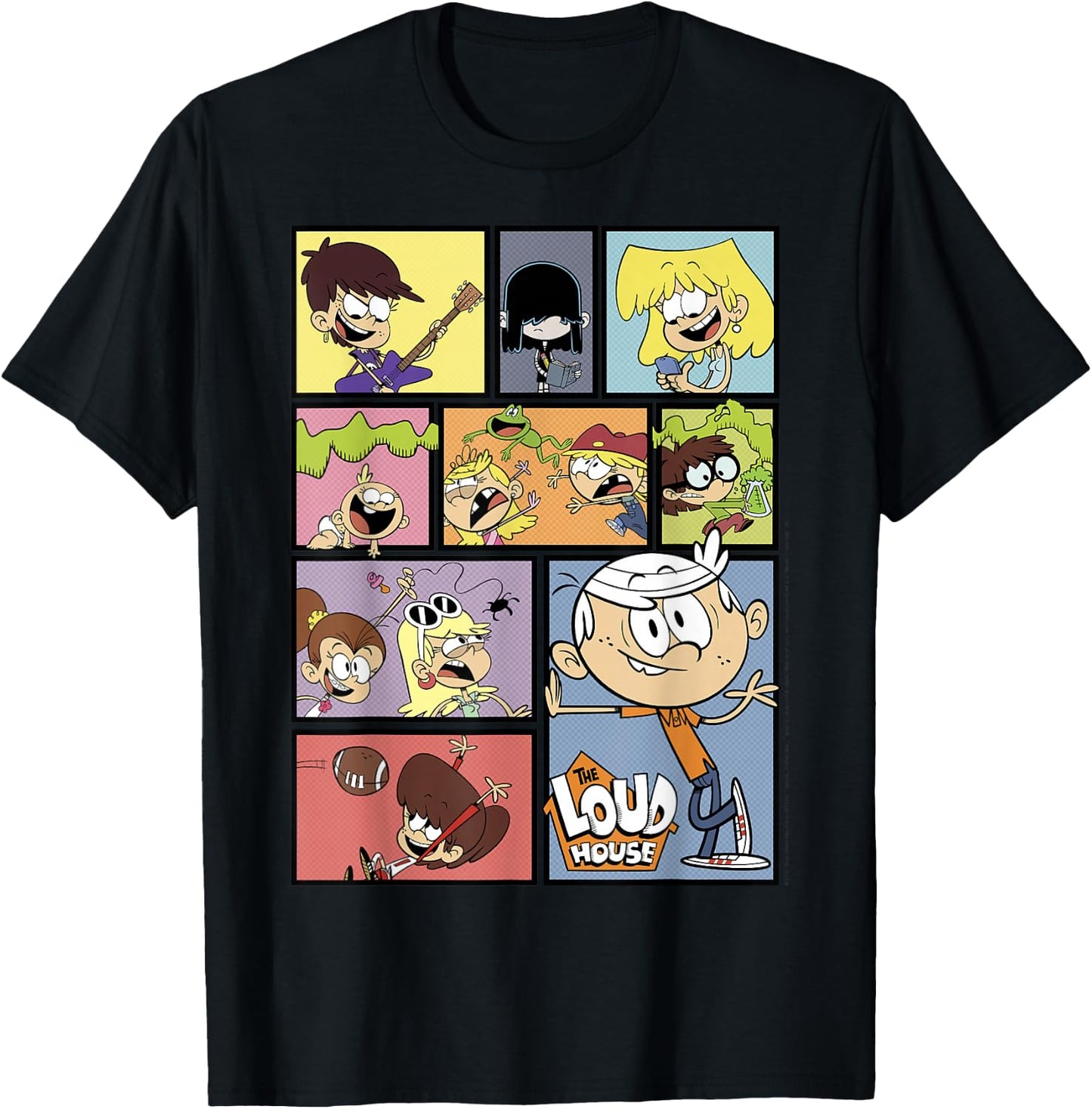 The Loud House Panel Portrait Logo Small T-Shirt - T-Shirt | Black
