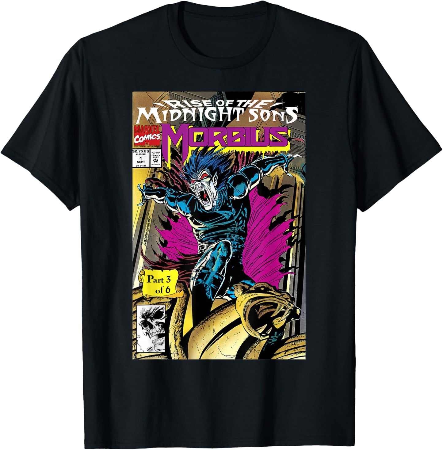 Marvel Rise Of The Midnight Sons Morbius Comic Cover T-Shirt - T-Shirt | Black