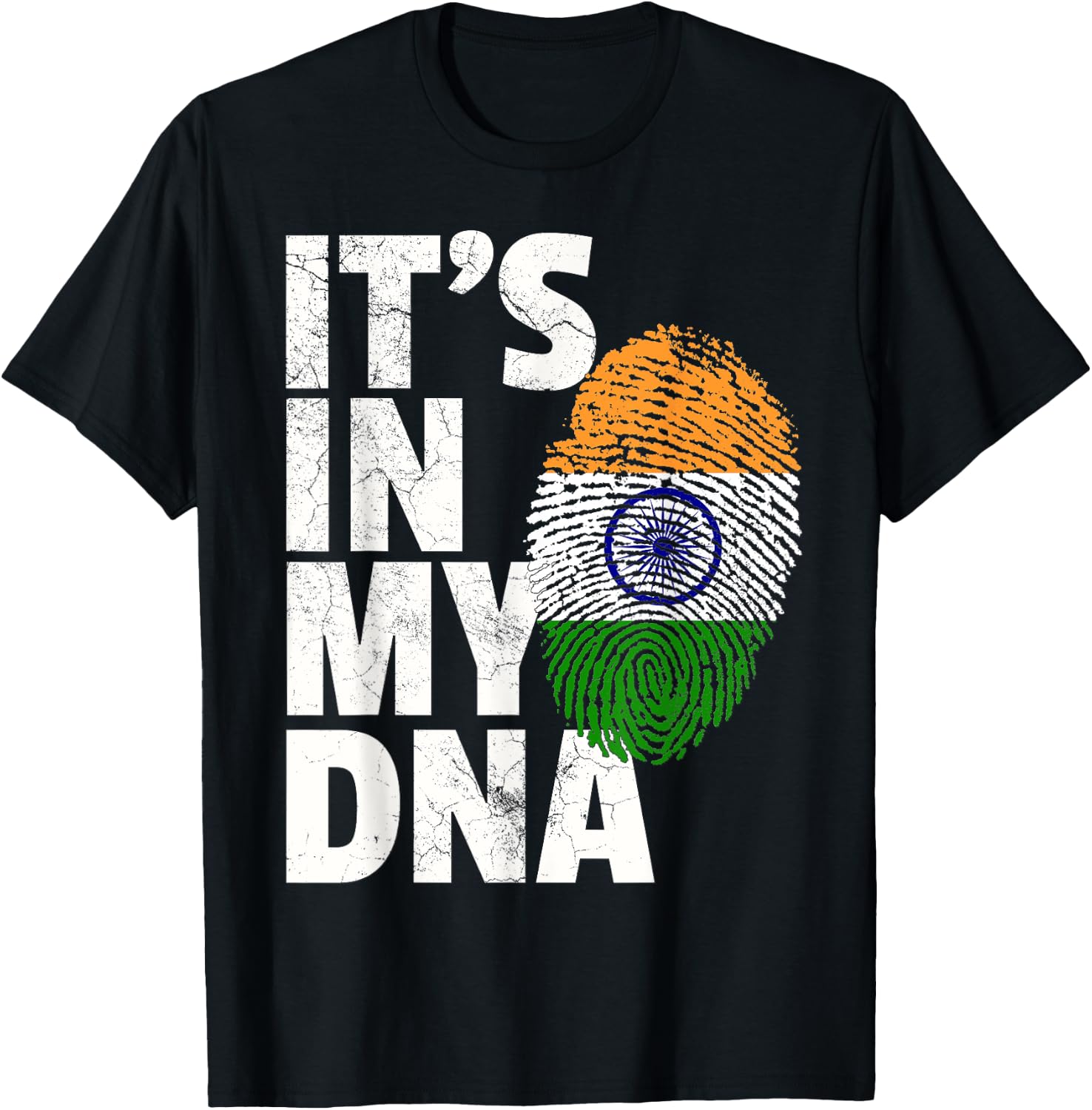 IT'S IN MY DNA India Flag Indian Men Women Novelty Gift T-Shirt - T-Shirt | Black