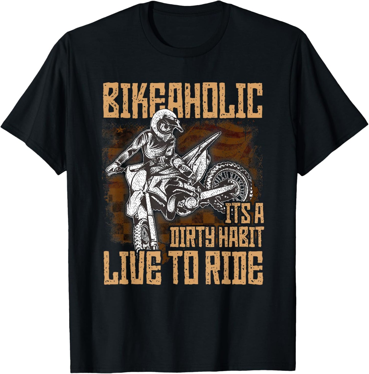 Motocross Shirt Bikeaholic Live To Ride Dirt Bike T Shirt T-Shirt - T-Shirt | Black