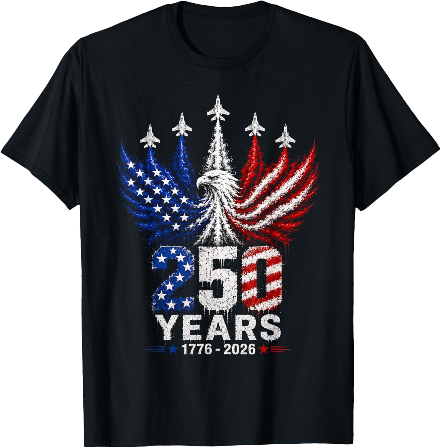 250 Years American 250th USA Patriotic Eagle 4th of July T-Shirt - T-Shirt | Black