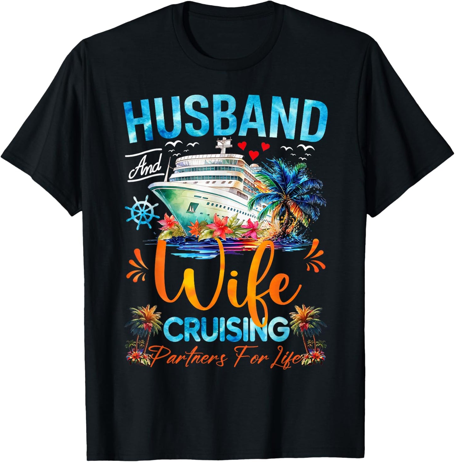 Matching Couple Shirt Husband Wife Cruising 2025 Cruise T-Shirt - T-Shirt | Black