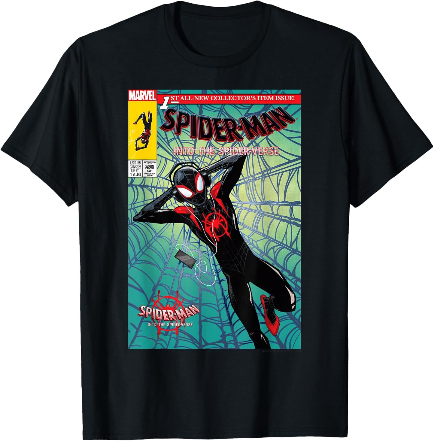 Marvel Spider-Man Classic Fit Collectors - Black, 100% Cotton T-Shirt - T-Shirt | Black