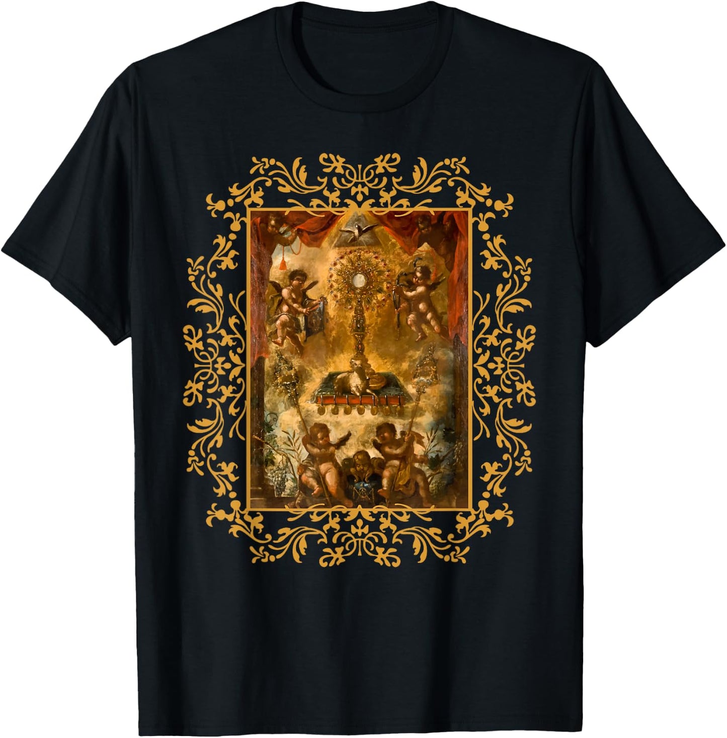 Eucharistic Adoration Pray Monstrance Traditional Latin Mass T-Shirt - T-Shirt | Black