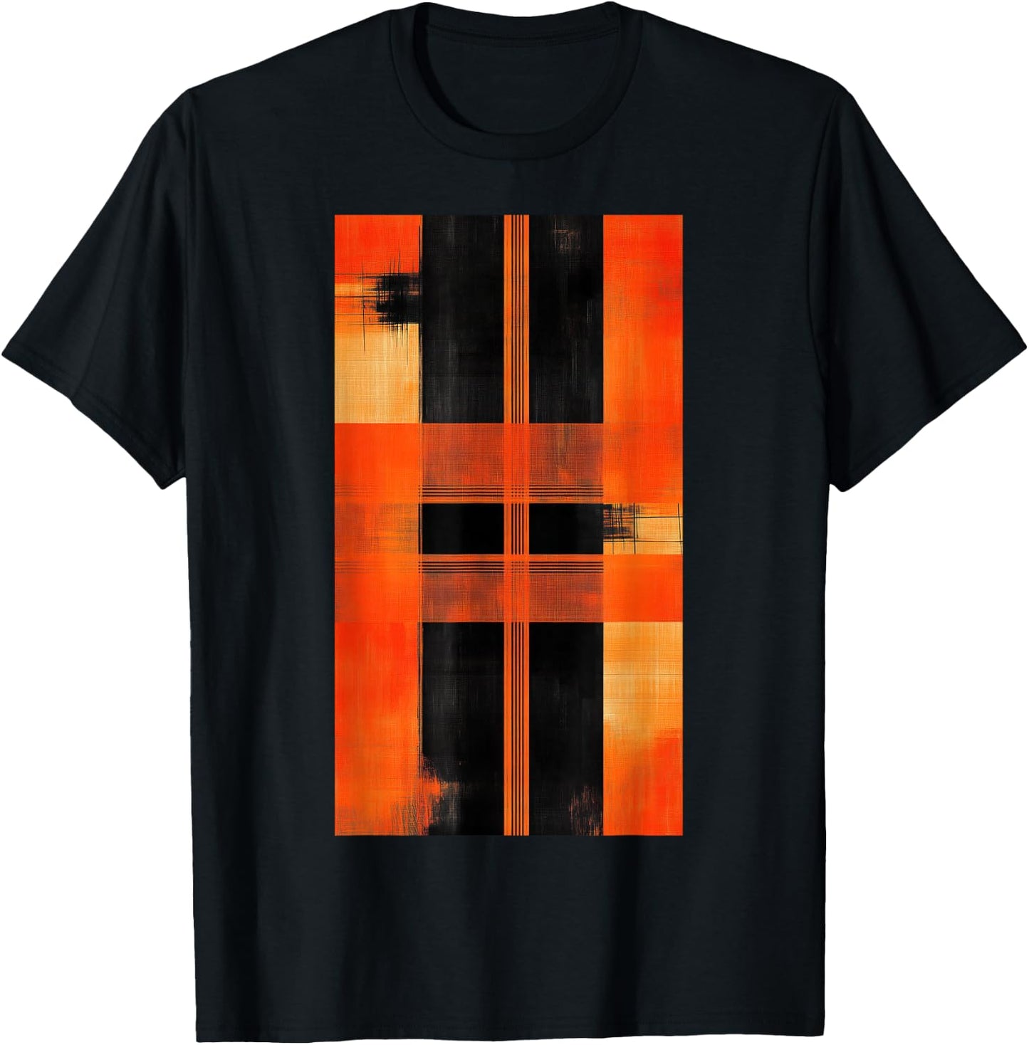Orange Abstract art Geometric pattern Modern T-Shirt - T-Shirt | Black