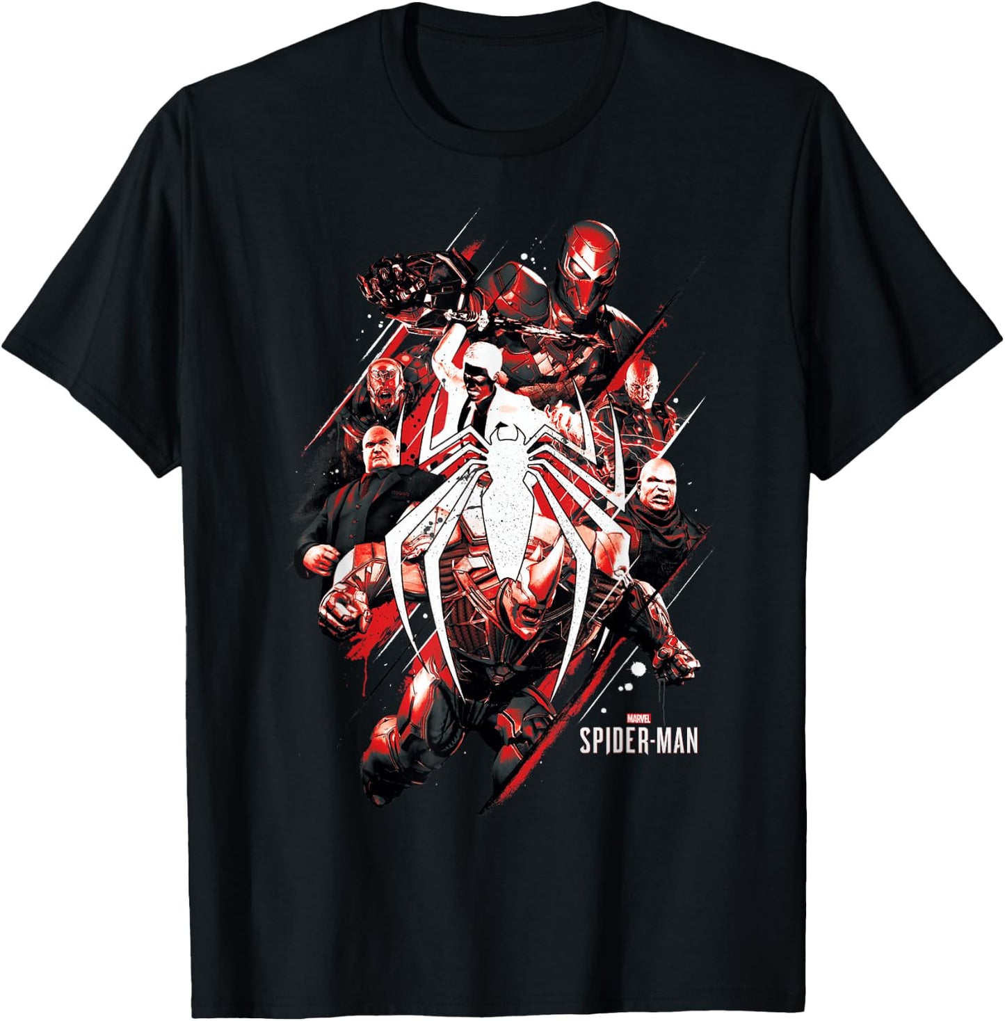Marvel Spider-Man Game Villains Around Logo Graphic T-Shirt - T-Shirt | Black