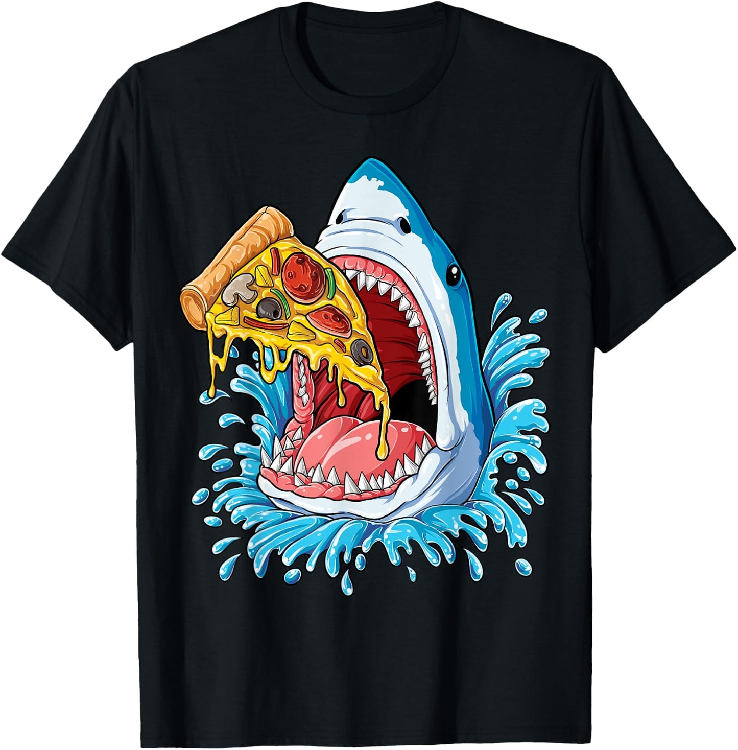 Pizza Eating Shark T shirt Kids Boys Food Lovers Jawsome T-Shirt - T-Shirt | Black