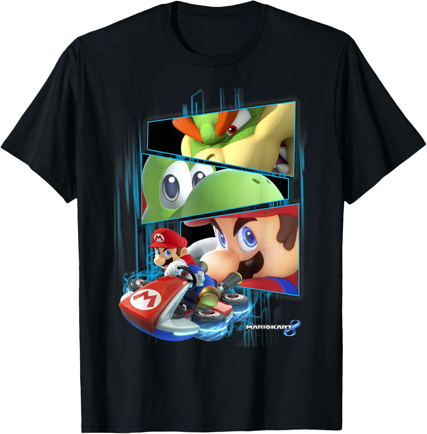 Nintendo Mario Kart 8 Yoshi Bowser Race Eyes Graphic T-Shirt - T-Shirt | Black