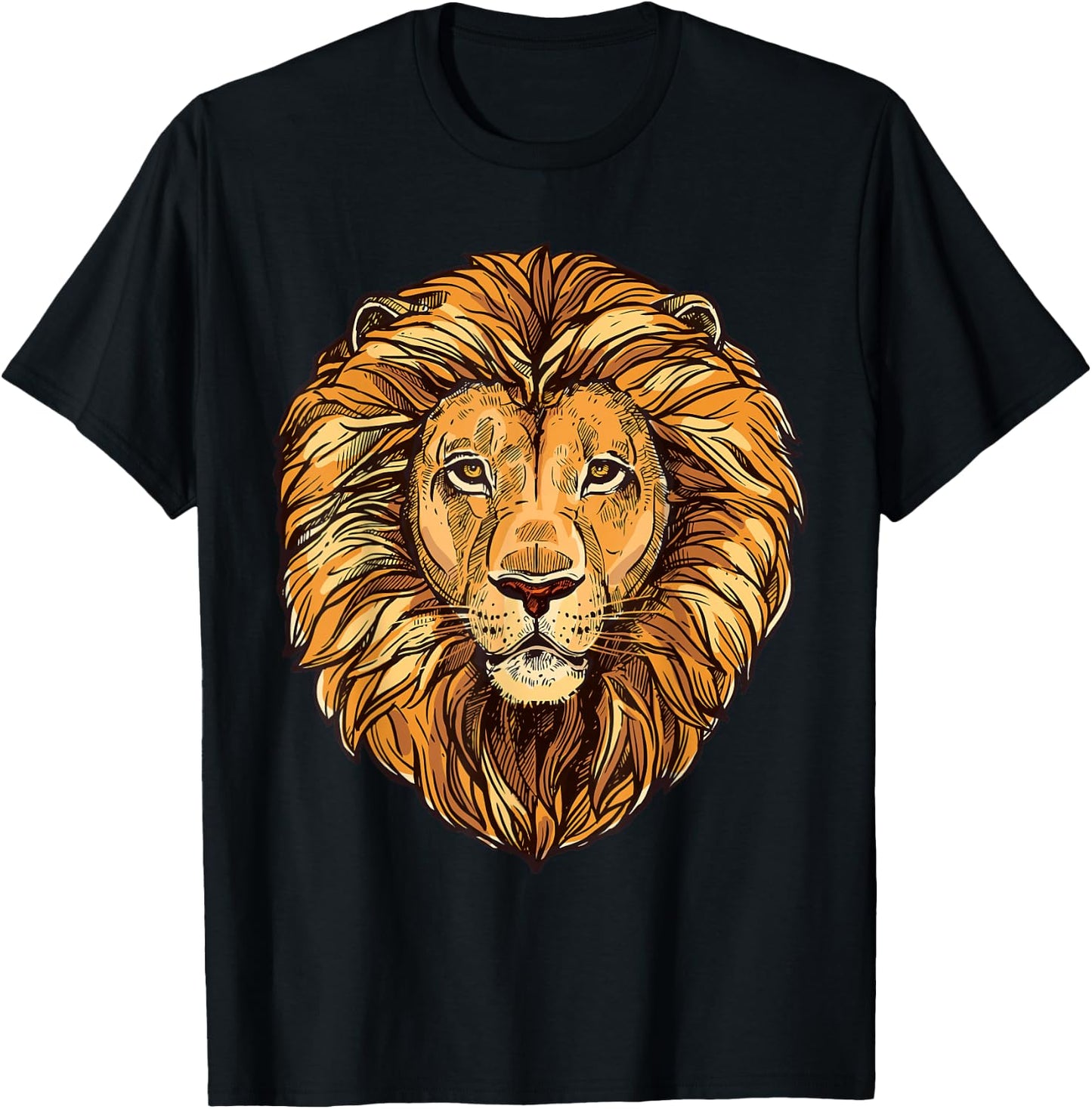 Majestic Lion Mane Detail Art T-Shirt - T-Shirt | Black