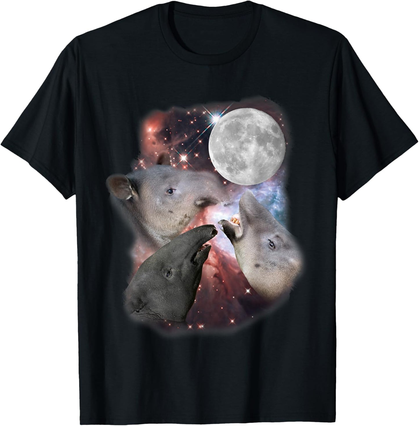 Three Moon Tapirs Funny Tapir Graphic Cool Camping Novelty T-Shirt - T-Shirt | Black