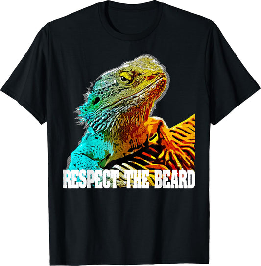 Bearded Dragon Reptile Lizard Lover Shirts Respect The Beard T shirt Funny Bearded Dragon -Adults, Kids Black Short Sleeve Classic Fit Cotton Blend, Polyester Blend Small T-Shirt - T-Shirt | Black