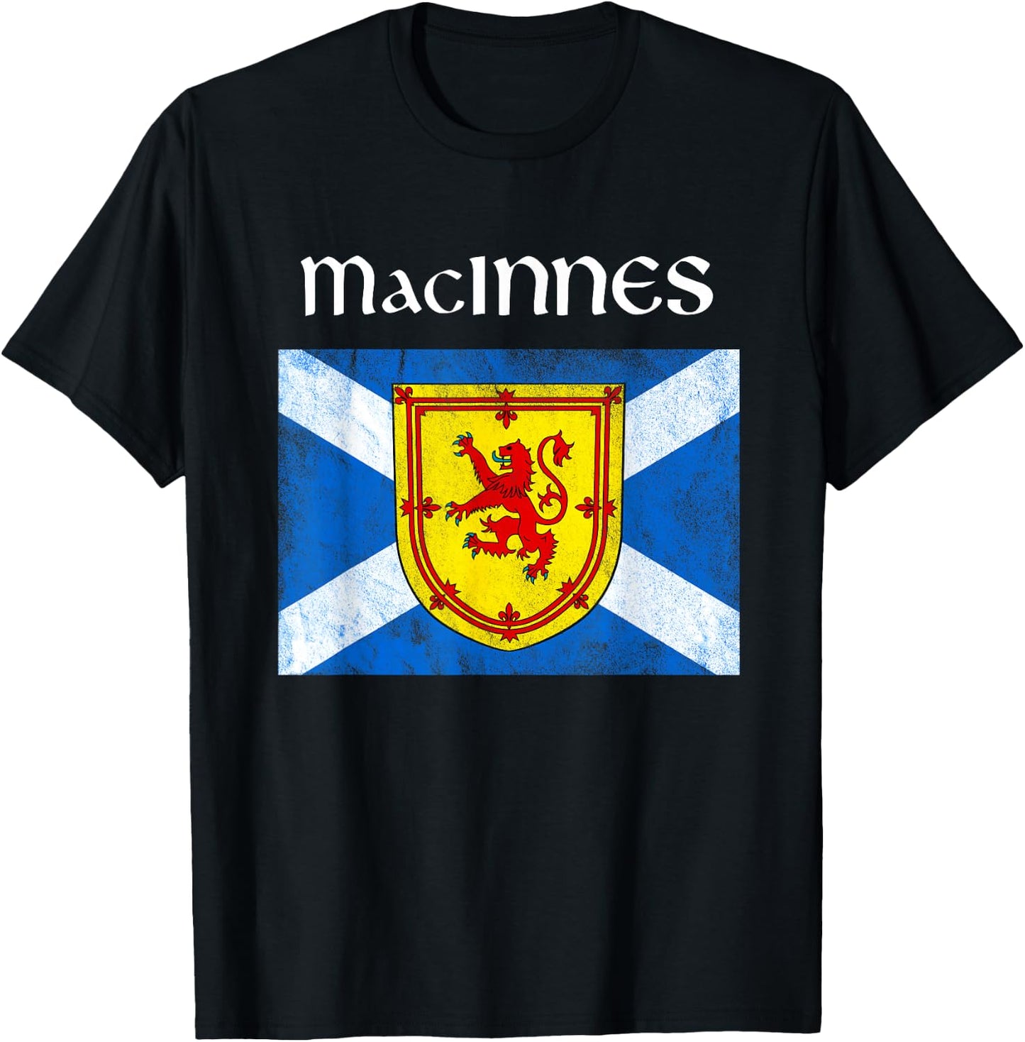 MacInnes Scottish Clan Family Name Scotland Flag T-Shirt - T-Shirt | Black