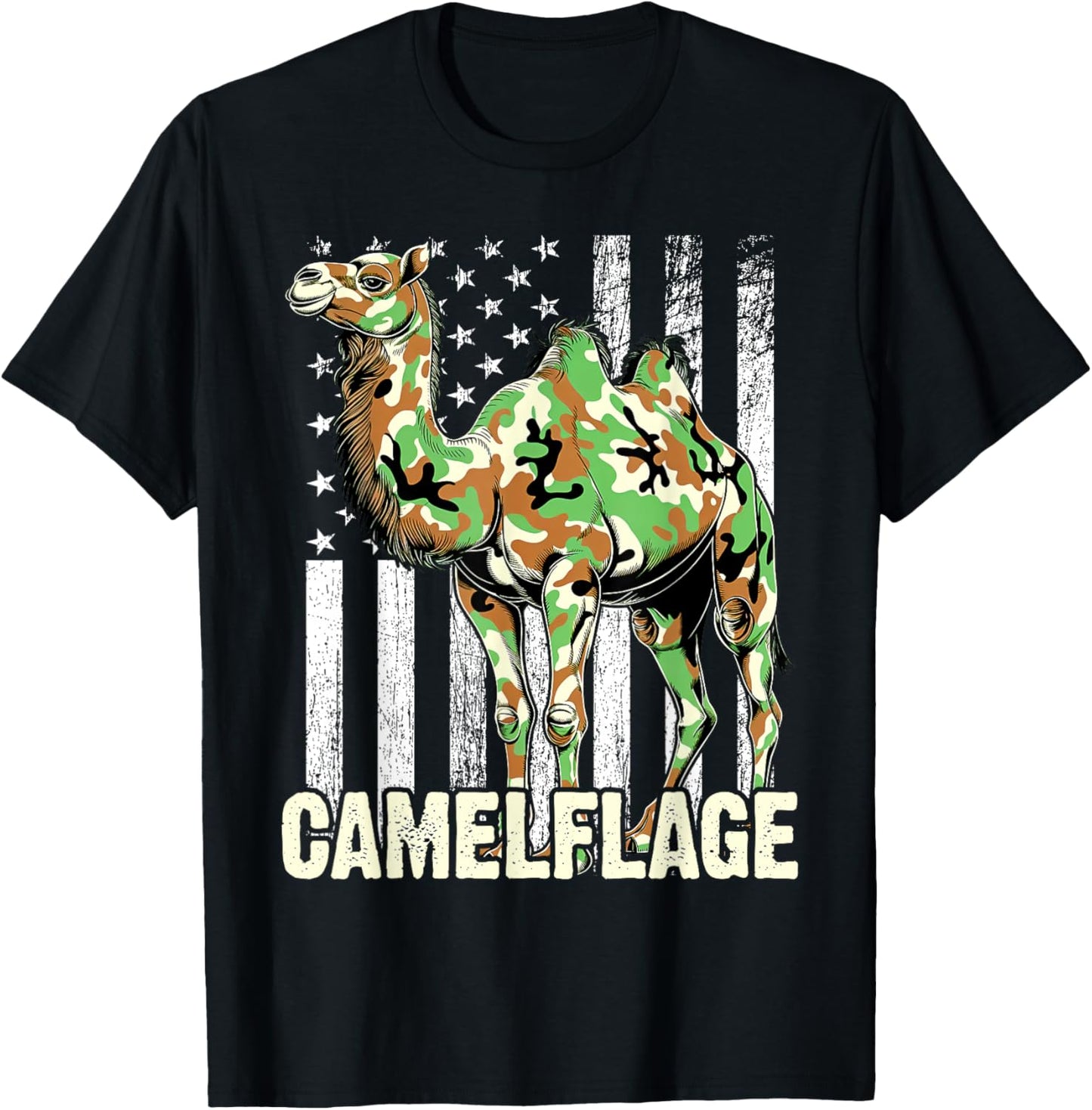 Funny Camel Zoo Animal Pun Camelflage Camo Meme Clothes T-Shirt - T-Shirt | Black