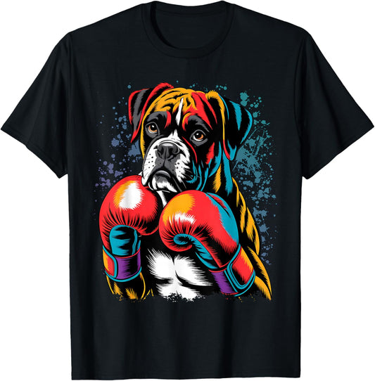 Funny Kickboxing or Boxing Boxer Dog Men Women Kids T-Shirt - T-Shirt | Black