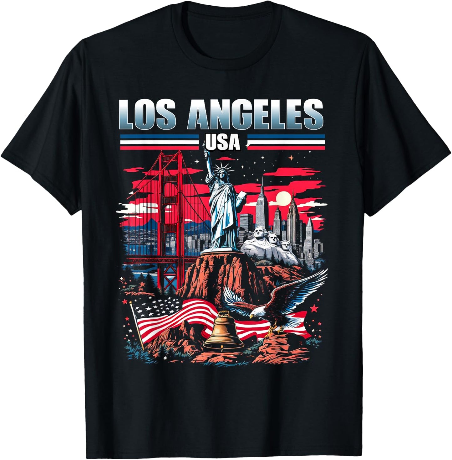 Los Angeles USA America Souvenir LA Vacation Travel T-Shirt - T-Shirt | Black