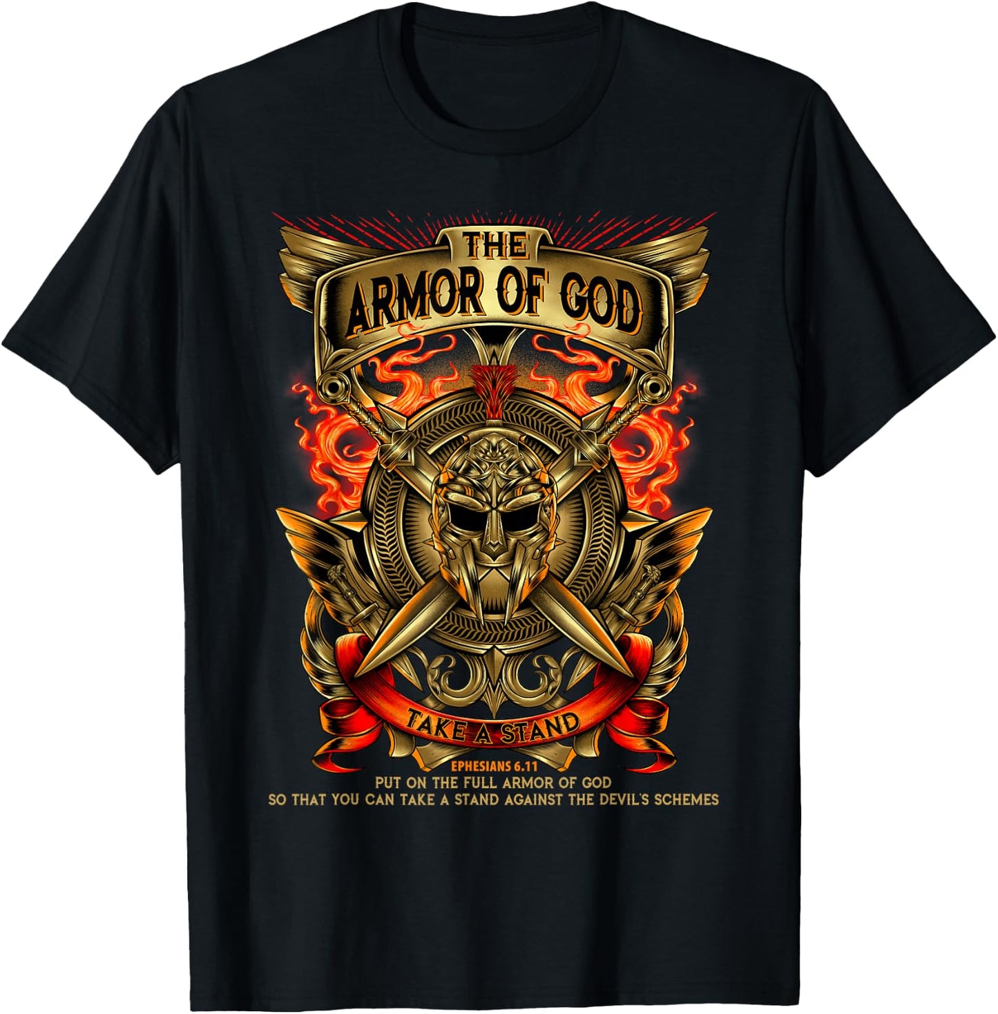 Armor Of God -Warrior Of Christ - Ephesians 6:11 T Shirt T-Shirt - T-Shirt | Black
