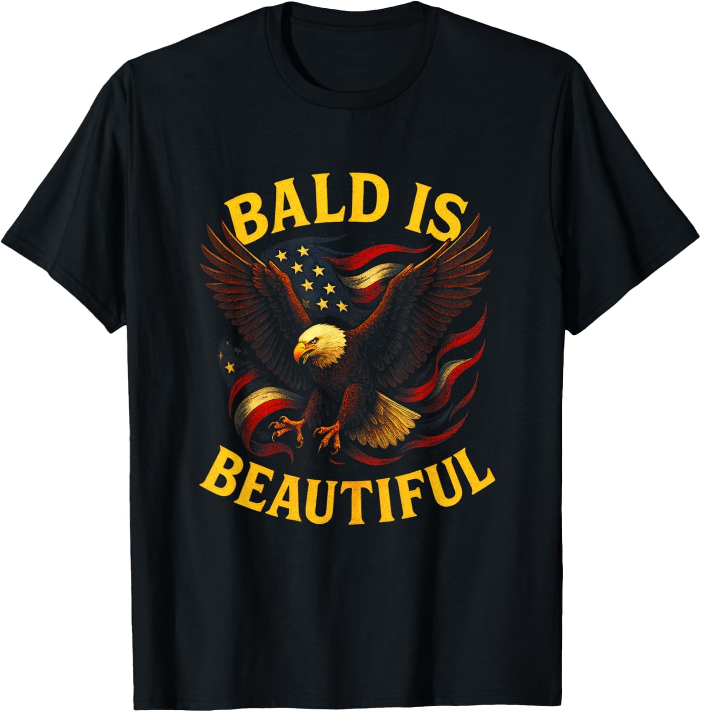 Bald is Beautiful - Patriotic Eagle T-Shirt - T-Shirt | Black