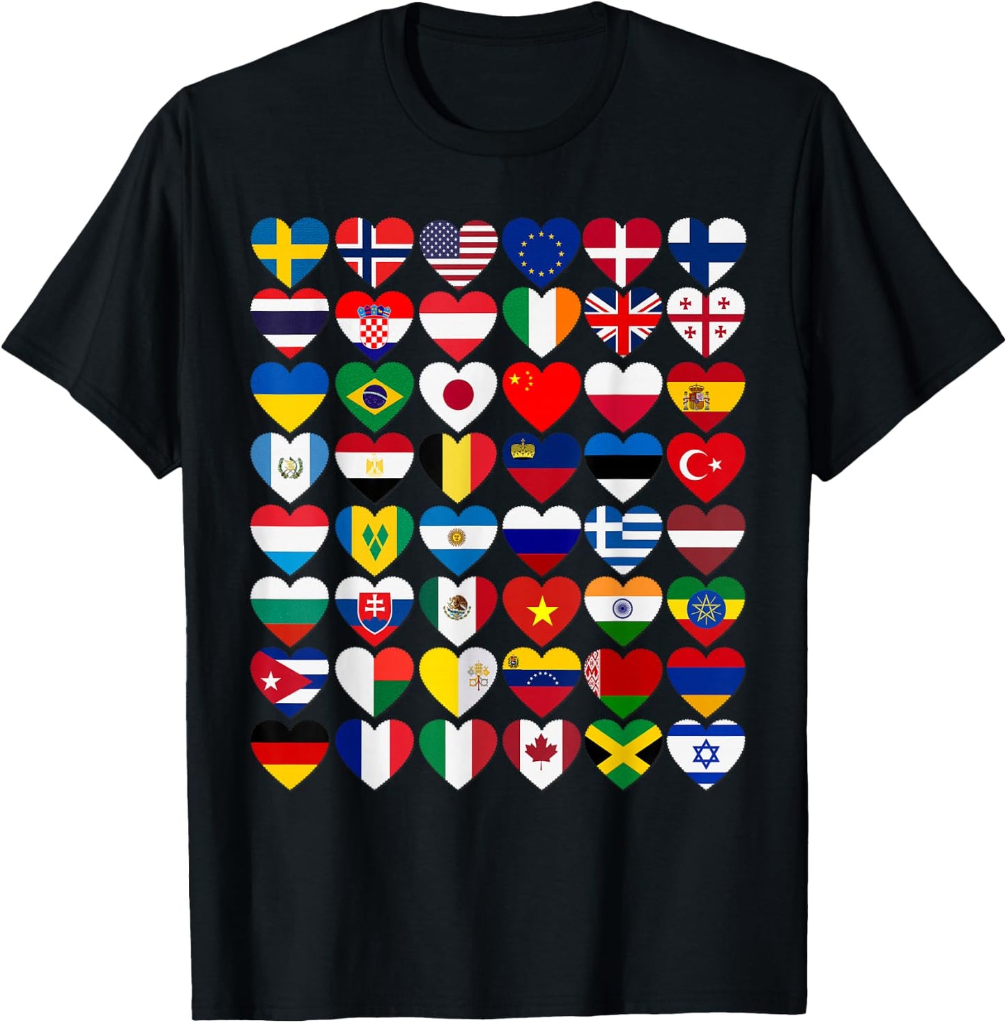 Flags of the Countries of the World,International Gift Short Sleeve T-Shirt - T-Shirt | Black