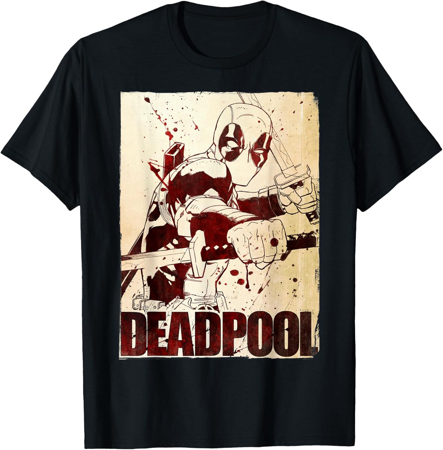 Marvel Deadpool Rustic Splatter Vintage Western T-Shirt - T-Shirt | Black