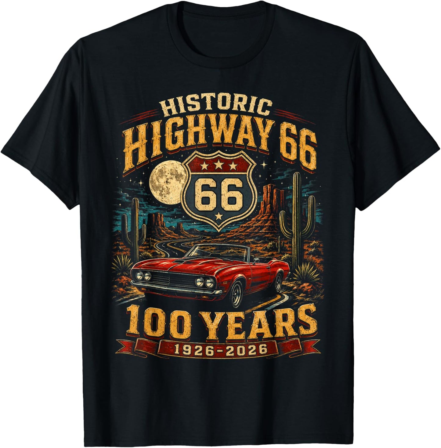 Vintage Highway 66 100 Year Centennial Anniversary Souvenir T-Shirt - T-Shirt | Black