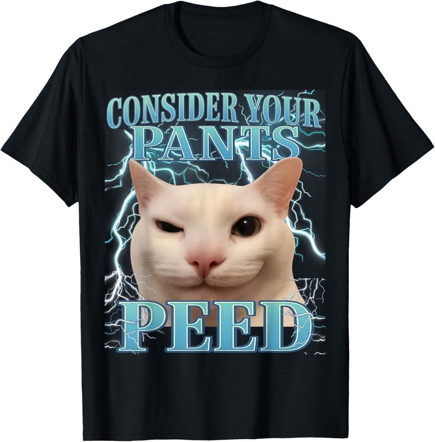 Consider Your Pants Peed Silly Cat Meme Men Women Graphic T-Shirt - T-Shirt | Black