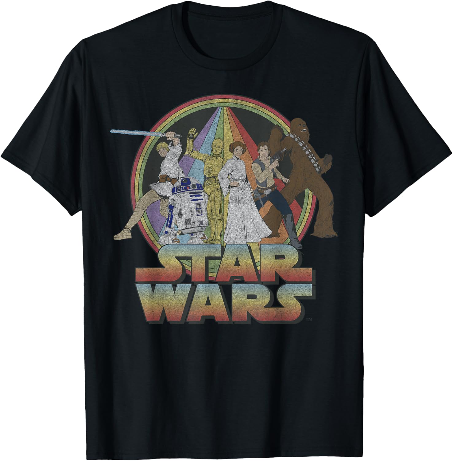 Star Wars Rainbow Group Shot Vintage Poster T-Shirt - T-Shirt | Black
